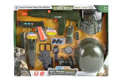 Військовий набір CH850A-3 на батарейках, світло, звук, зброя+асесуари, в коробці 58,3*5,5*44 купити