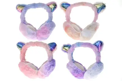 Хутряні навушники 110G, котячі вушка кольорові 15*18см. купити