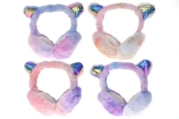 Хутряні навушники 110G, котячі вушка кольорові 15*18см. купити