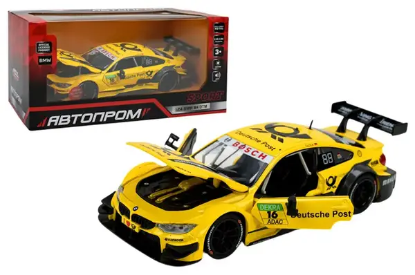 Машина металева "АВТОПРОМ" 68256B(Y) 1:24 BMW M4 DTM, батарейка, світло, звук, відкр.двері, кор. 24,5*12 см купити