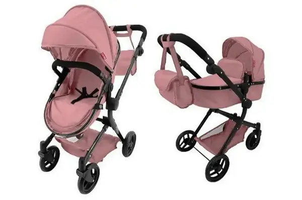 Коляска для ляльки 2в1 ALFA 9707 POWDER PINK з сумкою метал.кор.51x15.5x39.5 см CARRELLO купити