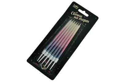 Свічки для торту 04021 'Омбре' рожево-блакитне 6 шт. 12см ТМ 'Твоя Забава' купити